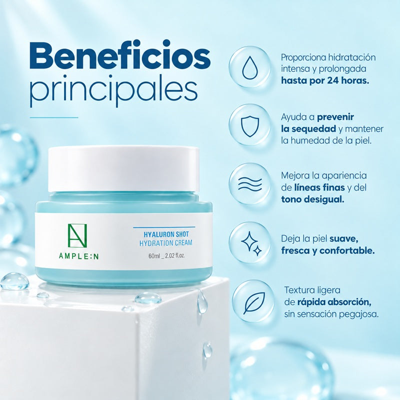 Pack Crema Facial Coreana Ácido Hialurónico 60 + 30 ml AMPLEN